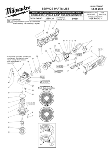 Fig-0 Diagram and Parts List for 2680-20 B96B Milwaukee Miter Saw