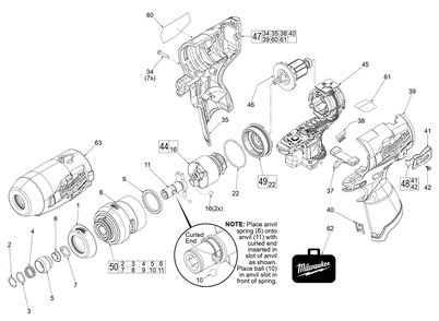 Fig-0 Diagram and Parts List for 2553-20 J10A Milwaukee Electric Drill