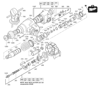 Fig-0 Diagram and Parts List for 5363-21 B03C Milwaukee Hammer Drill