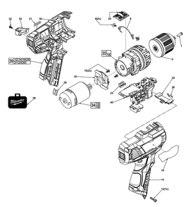 Fig-0 Diagram and Parts List for 2407-059 F54A Milwaukee Electric Drill