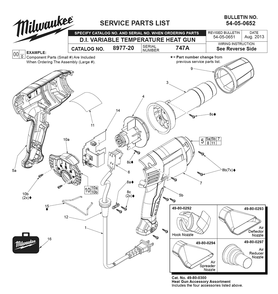 Fig-0 Diagram and Parts List for 8977-20 747A Milwaukee Heat Gun