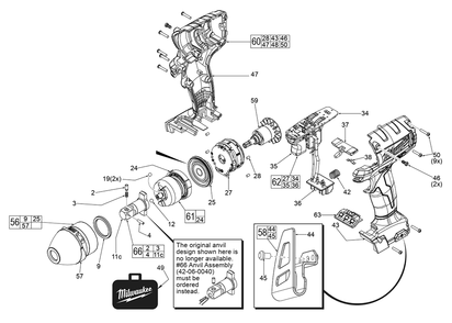Fig-0 Diagram and Parts List for 2655-059 F22B Milwaukee Impact Driver