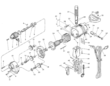 Fig-0 Diagram and Parts List for 1854-1  Milwaukee Electric Drill