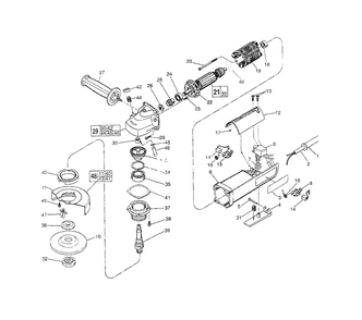 5-Inch D.I. Sander-Grinder Diagram and Parts List for 6141-31 763F Milwaukee Sander Grinder