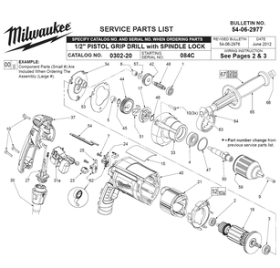 Fig-0 Diagram and Parts List for 0302-20 084C Milwaukee Electric Drill