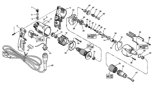 Fig-0 Diagram and Parts List for 6798-50 450D Milwaukee Electric Drill