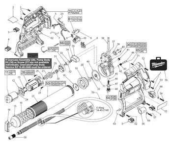 Fig-0 Diagram and Parts List for 2446-20 C39B Milwaukee Caulking Gun
