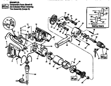 Unit Diagram and Parts List for 11071 TYPE J Milwaukee Electric Drill