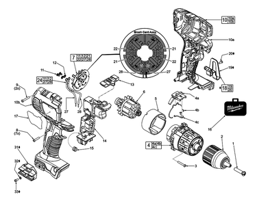 Fig-0 Diagram and Parts List for 2606-059 F61A Milwaukee Electric Drill