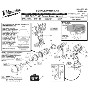 Fig-0 Diagram and Parts List for 2654-20 E55A Milwaukee Impact Driver