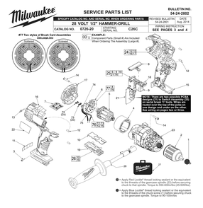 Fig-0 Diagram and Parts List for 0726-20 C26C Milwaukee Cordless Drill