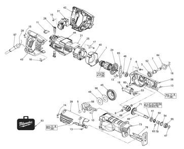 Part Location Diagram of 23-66-0208 Milwaukee Switch