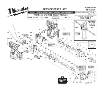 Fig-0 Diagram and Parts List for 2412-059 E81A Milwaukee Hammer Drill