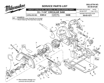 Fig-0 Diagram and Parts List for 6365-2 546B Milwaukee Circular Saw