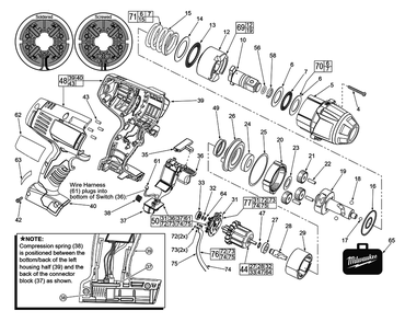 Fig-0 Diagram and Parts List for 2664-059 D44A Milwaukee Impact Driver