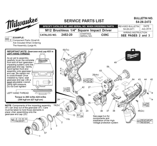 Fig-0 Diagram and Parts List for 2452-22 C09C Milwaukee Impact Driver