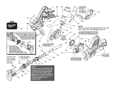 Fig-0 Diagram and Parts List for 2420-059 D25E Milwaukee Reciprocating Saw