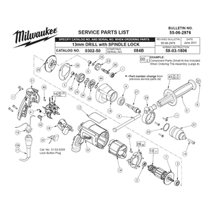 Fig-0 Diagram and Parts List for 0302-50 084B Milwaukee Electric Drill