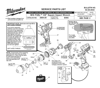 Fig-0 Diagram and Parts List for 2654-22CT E55C Milwaukee Impact Driver