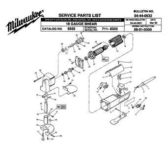 Fig-0 Diagram and Parts List for 6855 711-8323 Milwaukee Nibbler & Shears