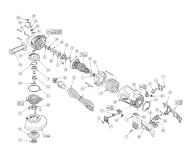 Fig-0 Diagram and Parts List for 6089-30  Milwaukee Angle Grinder