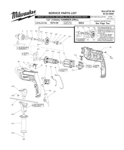 Fig-0 Diagram and Parts List for 5374-20 E62A Milwaukee Hammer Drill