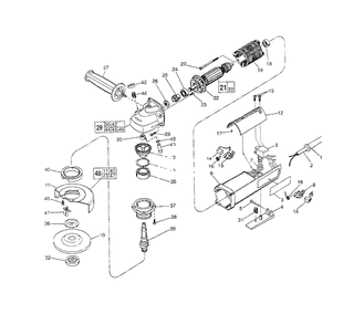 5-Inch D.I. Sander-Grinder Diagram and Parts List for 6141-30 763E Milwaukee Sander Grinder