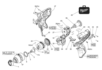 Fig-0 Diagram and Parts List for 2452-059 F12A Milwaukee Impact Driver
