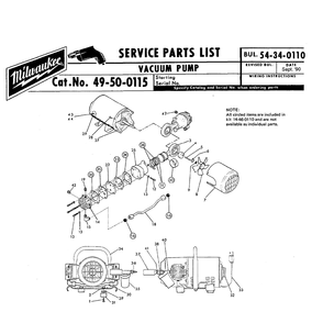 Fig-0 Diagram and Parts List for 49-50-0115  Milwaukee Compressor