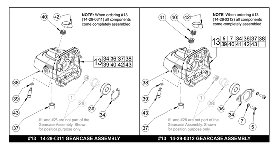 Part Location Diagram of 14-29-0311 Milwaukee Gearcase assembly