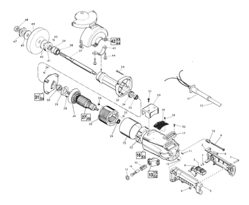 Fig-0 Diagram and Parts List for 5243 663C Milwaukee Angle Grinder