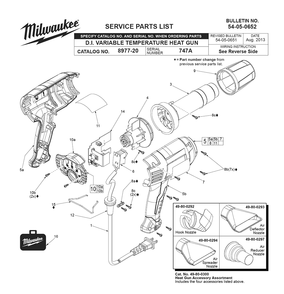 Fig-0 Diagram and Parts List for 8985 747A Milwaukee Heat Gun