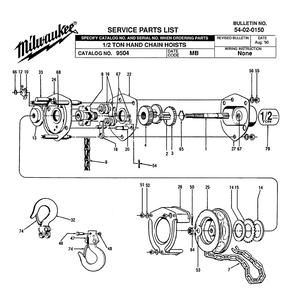 Fig-0 Diagram and Parts List for 9504 MB Milwaukee Hoist & Winch