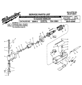 Fig-0 Diagram and Parts List for 6890-2 734-12081 Milwaukee Nibbler & Shears
