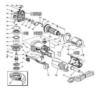 Fig-0 Diagram and Parts List for 6148-59A C43A Milwaukee Angle Grinder