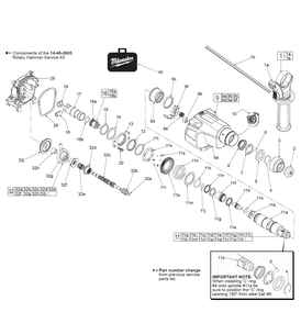 Fig-1 Diagram and Parts List for 2605-20 D14B Milwaukee Hammer Drill