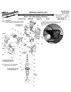 Fig-0 Diagram and Parts List for 2605-20 D14C Milwaukee Hammer Drill