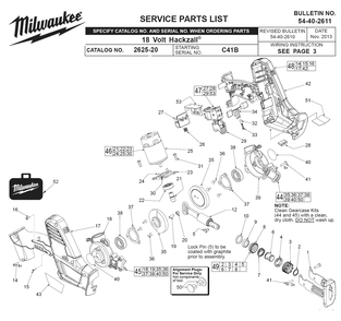 Fig-0 Diagram and Parts List for 2625-21CT C41B Milwaukee Saw
