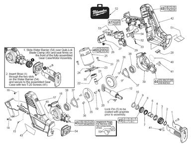 Fig-0 Diagram and Parts List for 2625-20 C41E Milwaukee Reciprocating Saw