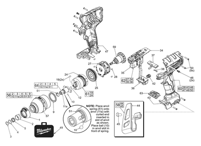 Fig-0 Diagram and Parts List for 2653-059 F20D Milwaukee Impact Driver