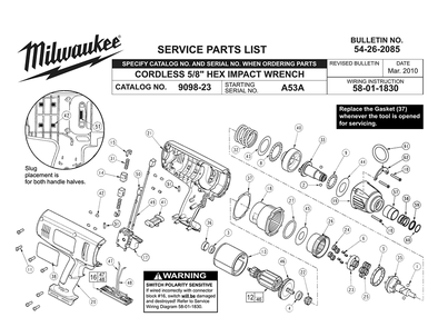 Fig-0 Diagram and Parts List for 9098-23 A53A Milwaukee Impact Driver