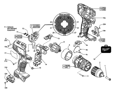 Fig-0 Diagram and Parts List for 2607-059 F62A Milwaukee Hammer Drill