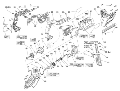 Fig-0 Diagram and Parts List for 2729S-20 L06B Milwaukee Band Saw