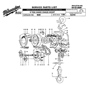 Fig-0 Diagram and Parts List for 9528 4-86 Milwaukee Hoist & Winch
