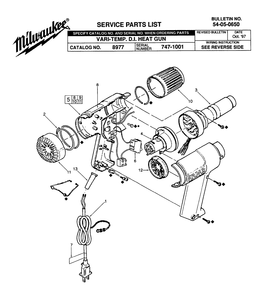 Fig-0 Diagram and Parts List for 8977 747-1001 Milwaukee Heat Gun
