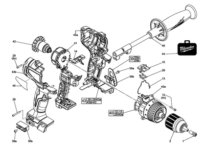 Fig-0 Diagram and Parts List for 2902-20 J91A Milwaukee Hammer Drill
