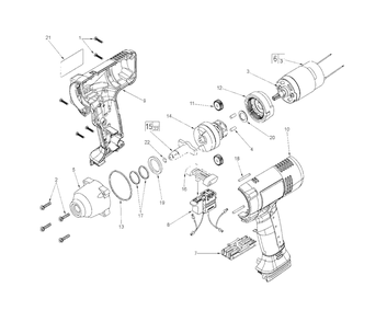 14.4 Volt 3/8-Inch Square Impact Wrench Diagram and Parts List for CP8730 9085-69 SER A33A Milwaukee Wrench