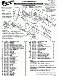 Part Location Diagram of 36-92-0501 Milwaukee Wobble Shaft