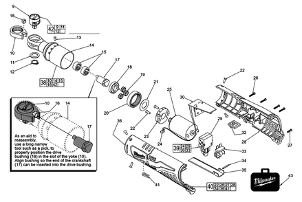 Fig-0 Diagram and Parts List for 2456-059 E10B Milwaukee Cordless Drill