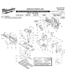 Fig-0 Diagram and Parts List for 2445-21 D58A Milwaukee Saw